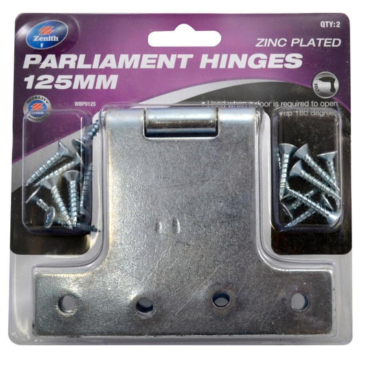 Zenith Parliament Hinge 125 x 182 x 2mm Zinc Plated 2 Pack Heavy Duty