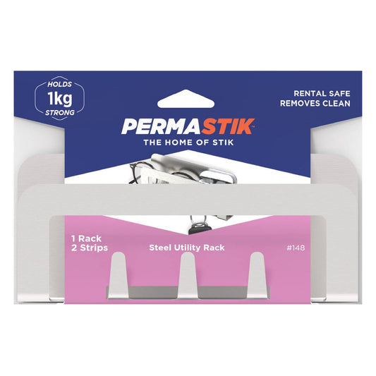 Permastik Steel Utility Rack - 140mm x 60mm - Stainless Steel - Easy Apply