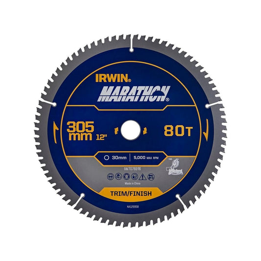Irwin 305mm 80t Marathon Circular Saw Blade - Tungsten Carbide - Durable