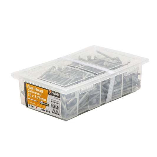 Paslode Flat Head Galvanised Nails 75mm 2kg Corrosion Resistant 270 Pack - Auzzistore
