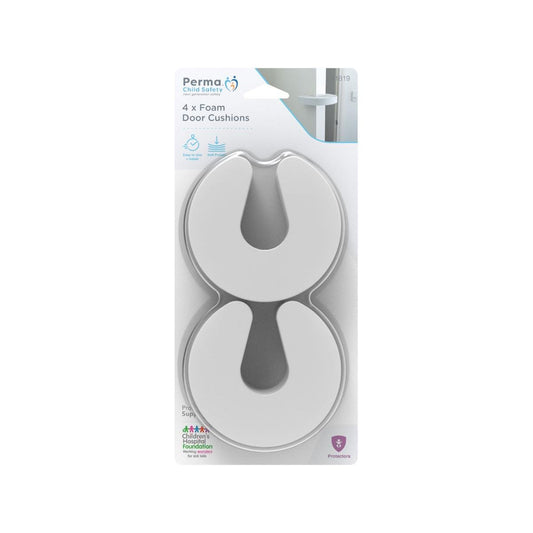 Perma Child Safety Foam Door Cushions - 90mm x 15mm x 90mm - Foam - Easy Install - 4 Pack