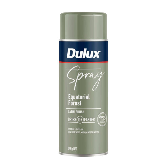 Dulux 340g Satin Spray Paint - Equatorial Forest - Fast Drying - Self-Priming - Auzzistore