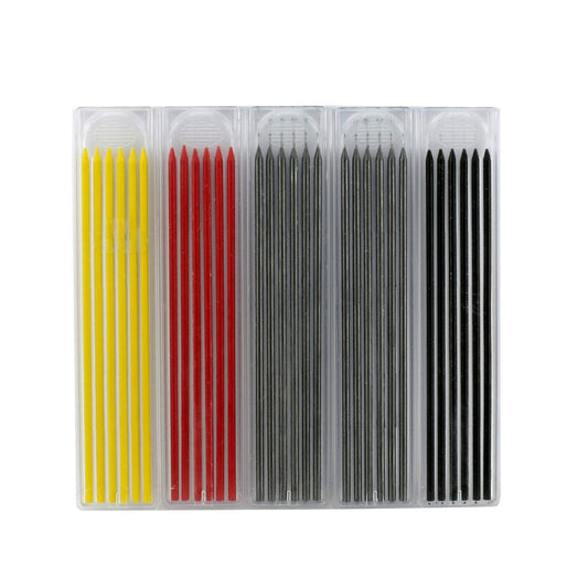Craftright Carpenters Pencil Refills - 30 Pieces - 2.8mm Diameter - Grey, Red, Yellow, Black - Auzzistore