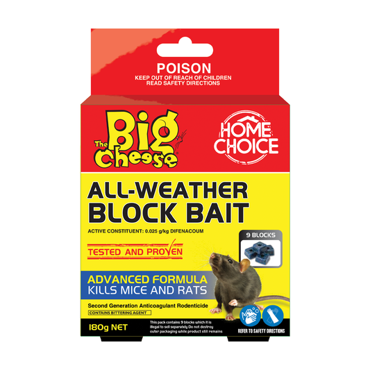 The Big Cheese All Weather Block Bait - 9 x 20g - Rodenticide - Indoor/Outdoor - Auzzistore