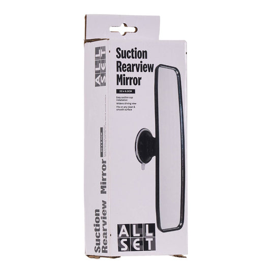 All Set Suction Review Mirror - 200mm x 200mm - Black - Strong Suction Cup