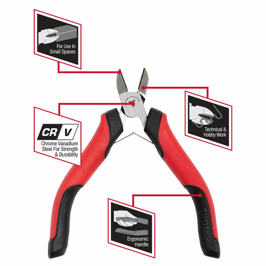 Trojan Mini Side Cutting Plier - 56mm x 115mm - Red and Black – view 2 - Auzzistore