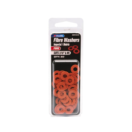 Zenith Fibre Washer 3/16 & M5 50 Pack Non-Conductive Durable Sealing - Auzzistore