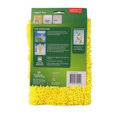 Sabco XL Total Microfibre Mop Dry Pad Refill - 193mm - Yellow - Soft On Floors