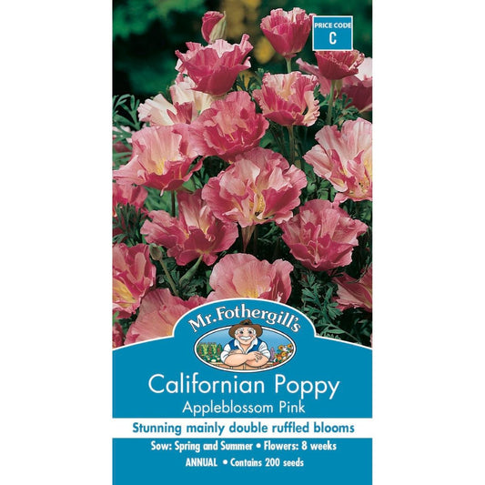Mr Fothergill S Californian Poppy Appleblossom Pink Seeds - 75mm - Seeds - Quick To Grow - Auzzistore