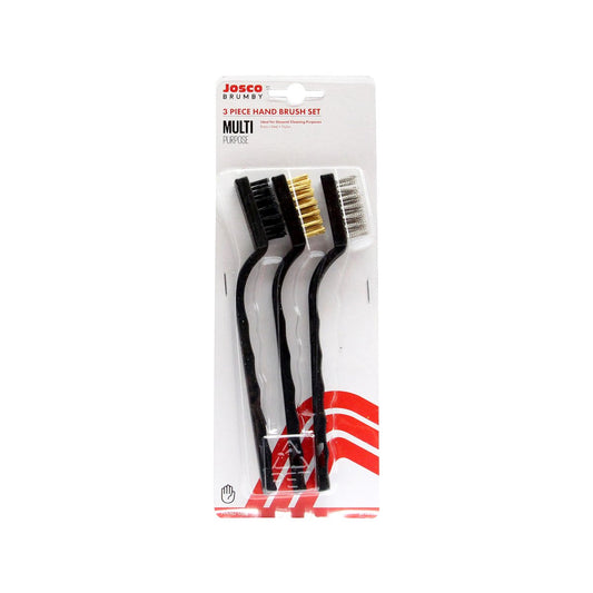 Josco 3 Piece Hand Wire Brush Kit - Steel Brass Nylon Brushes - 20mm x 15mm - Black – view 2 - Auzzistore