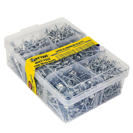 Otter Open Aluminium Rivet Combo 1000 Pack - 120mm x 178mm x 57mm - Auzzistore
