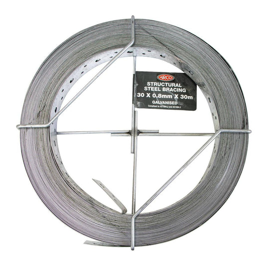 Airco Structural Galvanised Strapping 30 x 0.8mm 30m - Durable Bracing - Auzzistore
