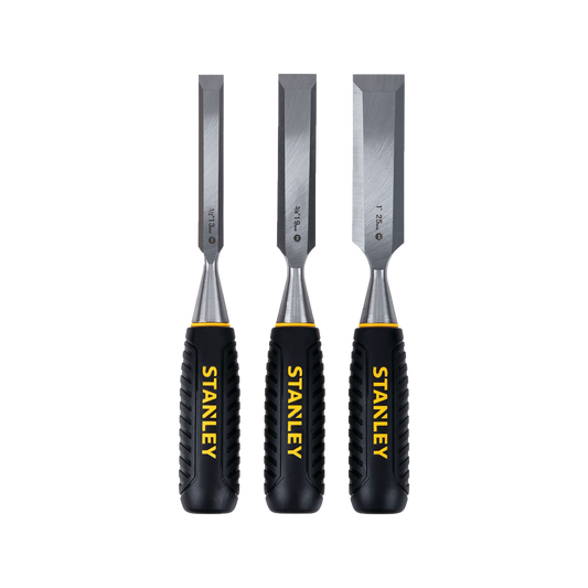 Stanley 3 Piece Wood Chisel Set - 13mm, 19mm, 25mm - Carbon Steel Blades - Black – view 2 - Auzzistore