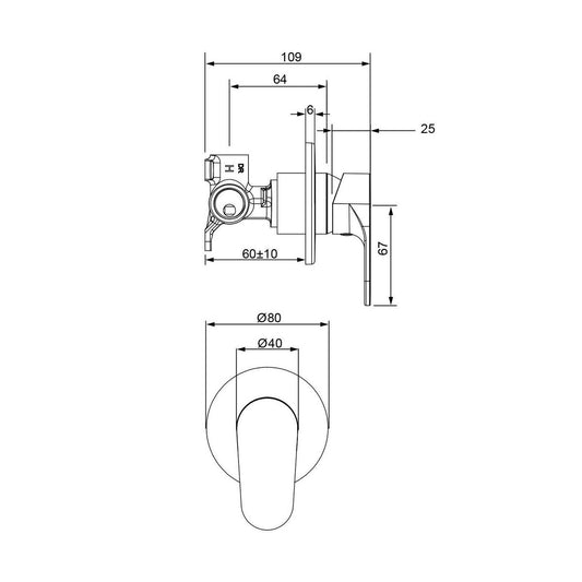 Methven Chrome Krome Shower Mixer - 25mm Ceramic Disc - Brass - 70mm – view 2