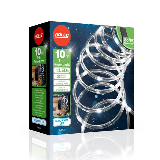 Arlec 10m Cool White Solar Powered Thin LED Rope Light - 100 LEDs – view 2 - Auzzistore