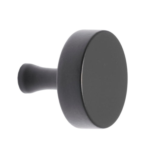 Lane 32mm Matte Black Thick Round Knob 6 Pack - Zinc Alloy - Contemporary