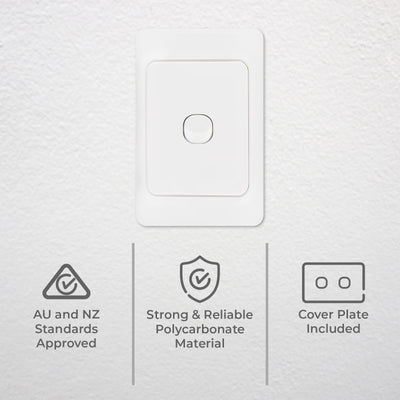 Deta White 1 Gang Vertical Switch - Polycarbonate - 2 Way Switching