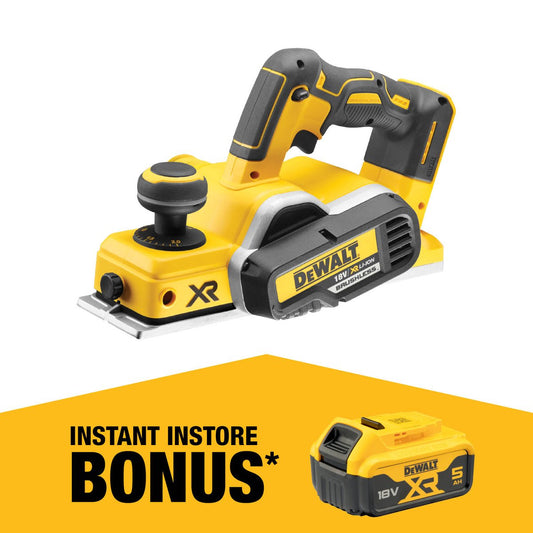 DeWALT 18V Li XR Cordless Brushless Planer DCP580N-XE - 2.0mm Depth - Yellow