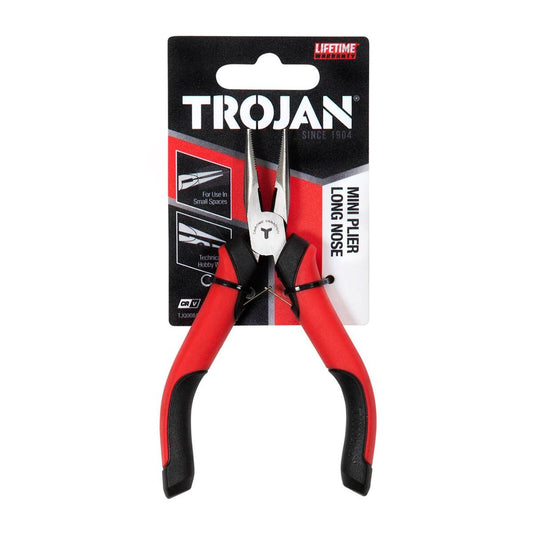 Trojan Mini Long Nose Plier - Chrome Vanadium - 56mm x 125mm - Red and Black - Auzzistore