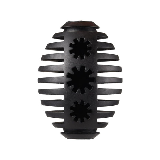Gladiator 12cm Black Rubber Rugby Dog Toy - Durable - Dental Care - Treat Filling