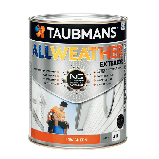 Taubmans 1L Dark Low Sheen All Weather Exterior Paint - Water Based - Mould Resistant - Auzzistore