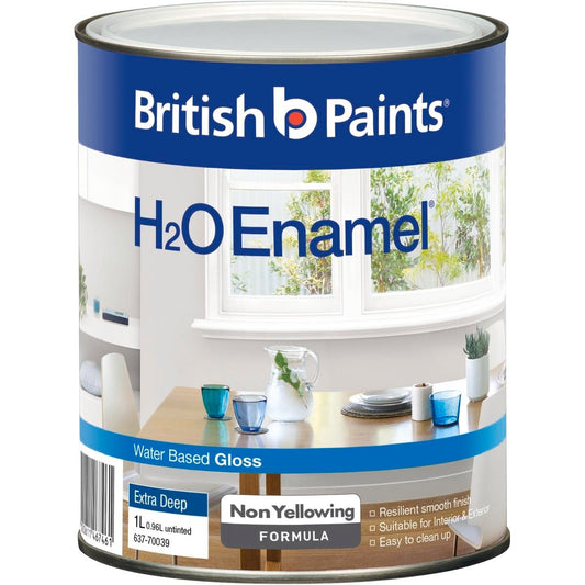 British Paints H2O Enamel - 1L - Water-Based - Extra Deep Gloss - Auzzistore