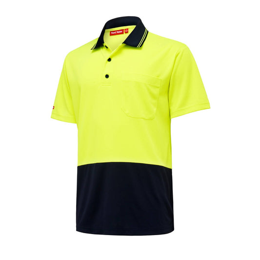 Hard Yakka Hi Vis Short Sleeve Polo 3XL - Yellow/Navy - Durable Comfort