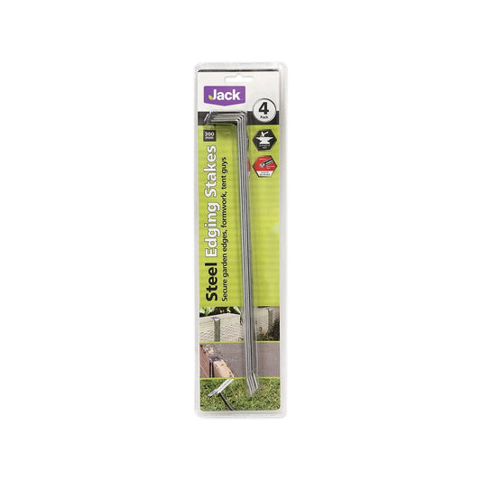 Jack Steel Edging Stake 300mm x 25mm 4 Pack Durable Galvanised - Auzzistore