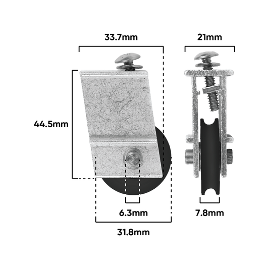 Rolltrak Adjustable Steel Carriage - 34mm x 45mm - Steel - Acetal Roller – view 2 - Auzzistore
