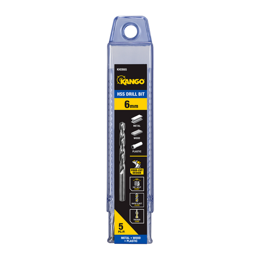 Kango 6mm HSS Drill Bit 5 Pack - High-Speed Steel - Four Cut Design - Efficient Chip Removal - Auzzistore