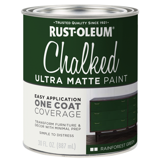 Rust Oleum Chalked Paint - 887ml - Rainforest Green - Ultra Matte Finish - Easy One-Coat Coverage - Auzzistore