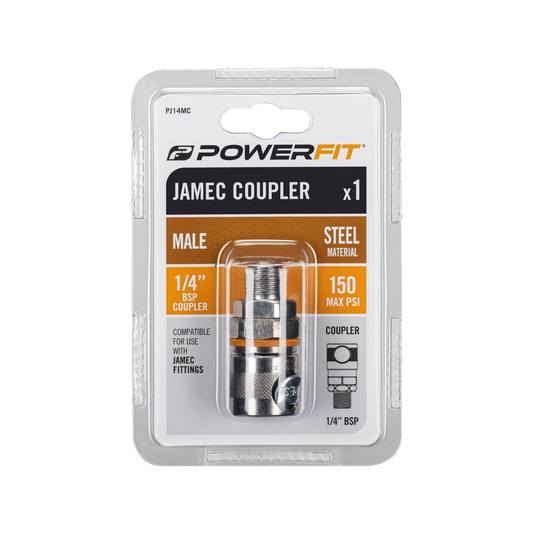 Powerfit Jamec Coupler - 1/4" BSP Male - Steel - Durable Design – view 2 - Auzzistore