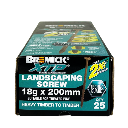 Bremick XTP Landscape Screws - 18g x 200mm - Galvanised - 25 Pack - Durable - Auzzistore