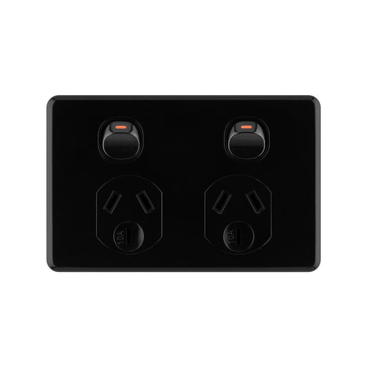 DETA X6 Black Double Power Point - 10amp Polycarbonate - Quick Install - Auzzistore