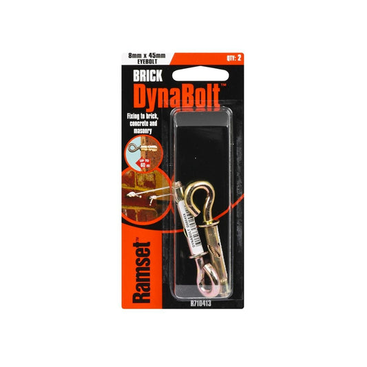 Ramset Dynabolt Plus Eye Bolt 8mm x 45mm Gold Steel 2 Pack - Auzzistore
