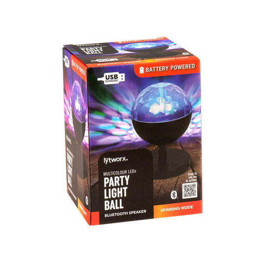 Lytworx Multicolour Party Light Ball - Battery Operated - USB Rechargeable - 100mm x 150mm x 100mm - Bluetooth Speaker - Indoor/Outdoor Use - Auzzistore