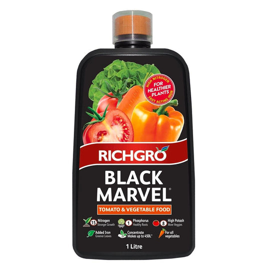 Richgro Black Marvel Tomato & Vegetable Food - 1L - Liquid Concentrate - High Nitrogen - Auzzistore