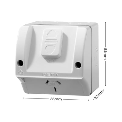 Deta 240V 15 Amp Outdoor Powerpoint - Weatherproof - Polycarbonate - IP54
