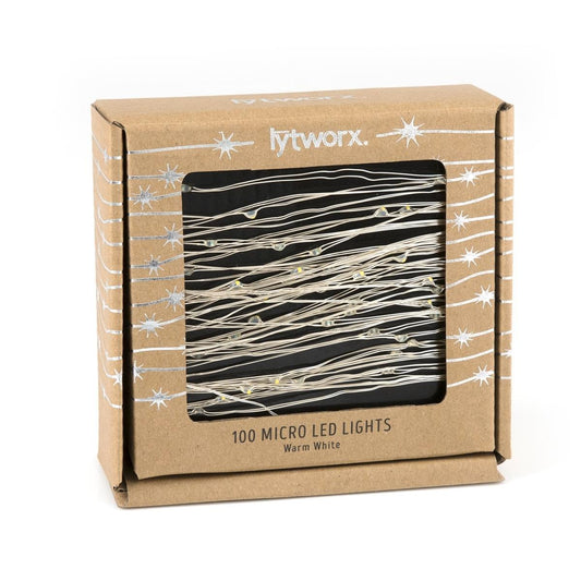 Lytworx 100 Warm White LED Lights - 9.85m Copper Wire - Flexible - Ambient - Auzzistore