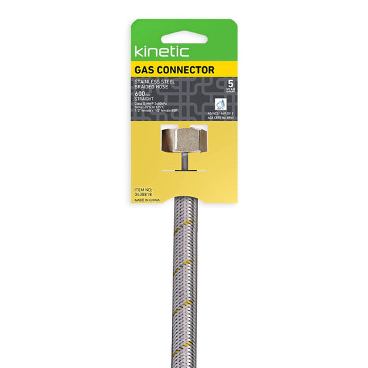 Kinetic 600mm Stainless Steel Flexible Braided Gas Connector - AGA Approved - Durable - Corrosion Resistant – view 2