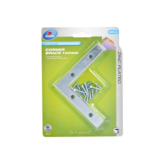 Zenith Corner Brace - 100mm - Steel - Zinc Plated - Auzzistore