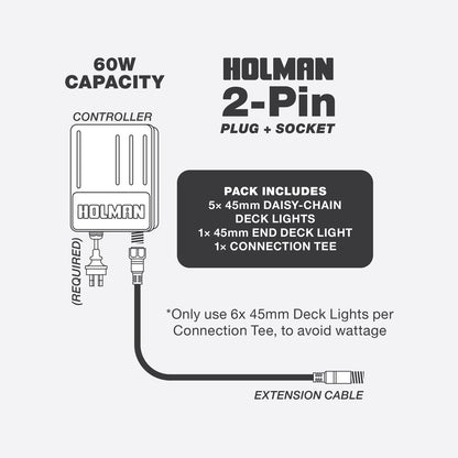 Holman 45mm Warm White Deck Light 6 Pack Stainless Steel Waterproof