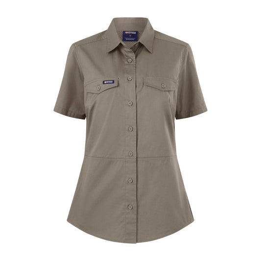 Citeco Womens Short Sleeve Shirt Size 12 - Khaki - UPF 50+ Sun Protection
