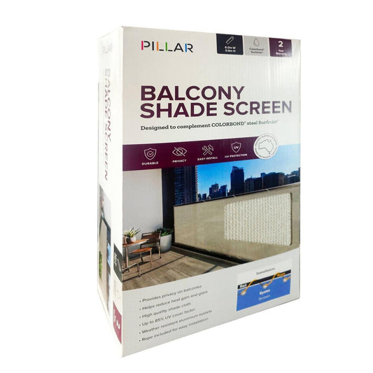 Pillar Products Balcony Screen - 0.9 x 6m - HDPE - 85% UV Cover
