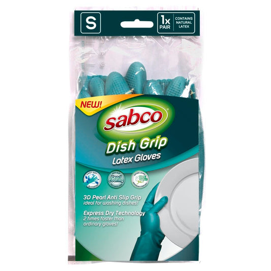 Sabco Dish Grip Gloves - Small - Latex - Anti Slip Grip