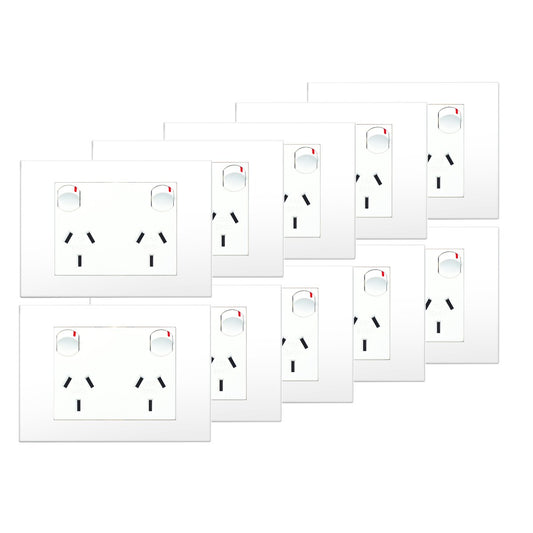 VIVO Double Powerpoint 10 Pack - White - Plastic - Safe Installation - Auzzistore