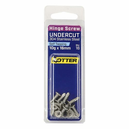 Otter 10 x 16mm Undercut Stainless Steel 304 Hinge Screws 16 Pack - Auzzistore