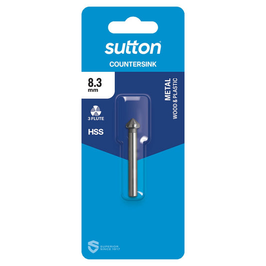 Sutton Tools Countersink Bit - 8.3mm - HSS - Three Flute - Auzzistore