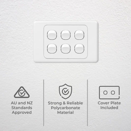 DETA Six Gang Switch - 6 Gang - Polycarbonate - Easy To Use – view 2 - Auzzistore
