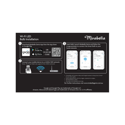Mirabella Genio B22 800lm RGB Wi-Fi 9W Smart Globe - 2 Pack